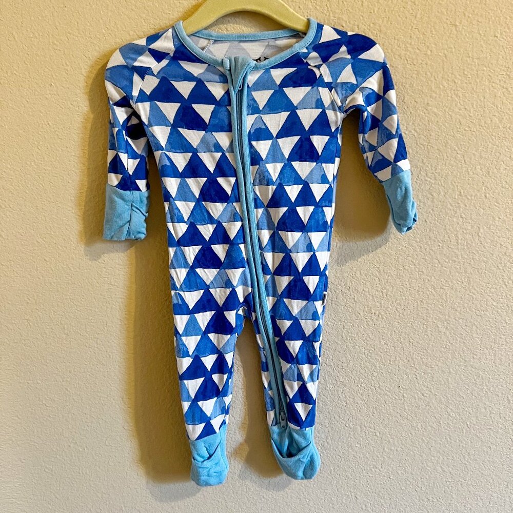 Little Sleepies Blue Triangles Zippy Footie (Newborn)